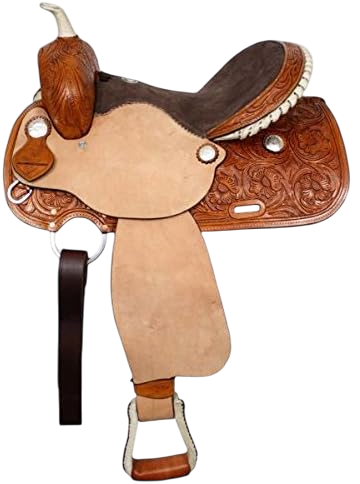 Leather Barrel Saddle - Floral Tooled by Double T